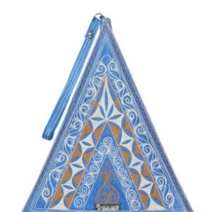 Elegant Blue and Gold Triangle Clutch